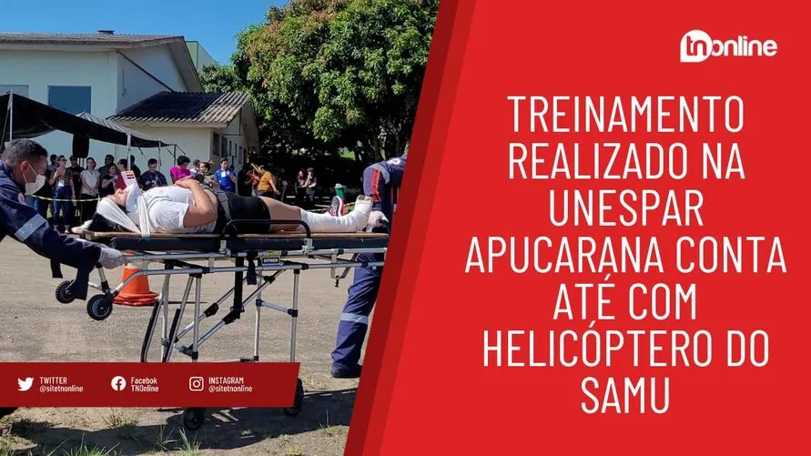 Treinamento realizado na Unespar contou até com helicóptero do Samu