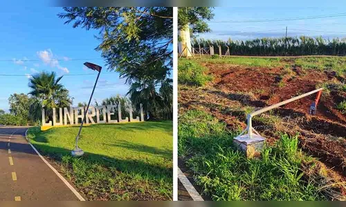 Vândalos danificam 11 postes de ciclovia na entrada de Lunardelli