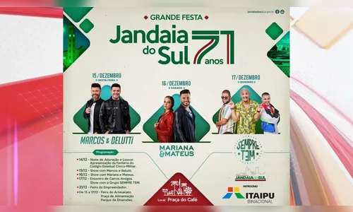 Jandaia do Sul prepara comemoração dos 71 anos de emancipação política