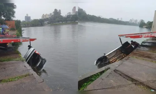 Veículo perde freio e cai em Lago Igapó em Londrina; confira