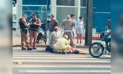Mulher de 26 anos fica ferida após cair de moto em Apucarana