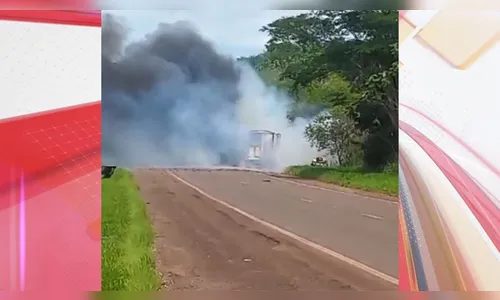 Caminhão carregado com fogos de artifício pega fogo na BR-272 no PR