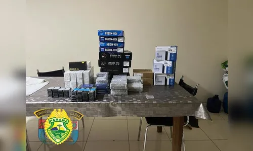 PRE apreende eletrônicos dentro de ônibus em Rolândia