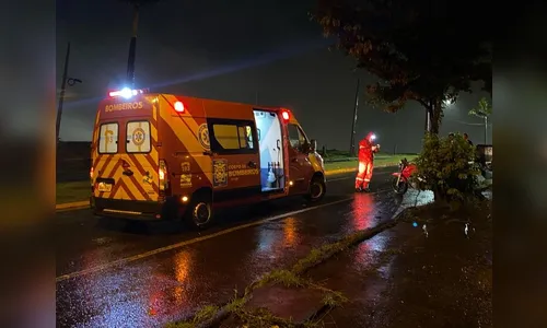 Jovem sofre fratura na perna após bater moto contra árvore no Jaboti