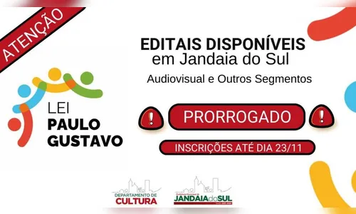 Lei Paulo Gustavo: inscrições podem ser realizadas até quinta (23)