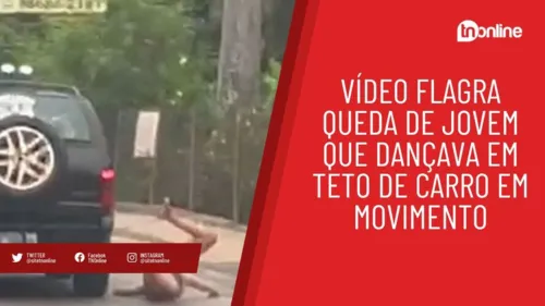 Vídeo flagra queda de jovem que dançava em teto de carro em movimento