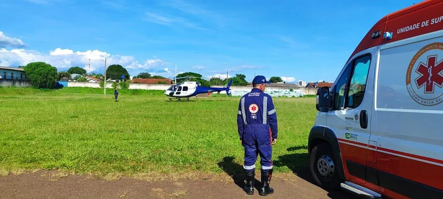 Homem foi levado de helicóptero para Arapongas