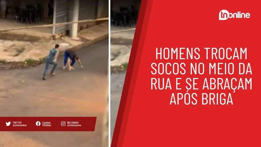 Homens trocam socos no meio da rua e se abraçam após briga