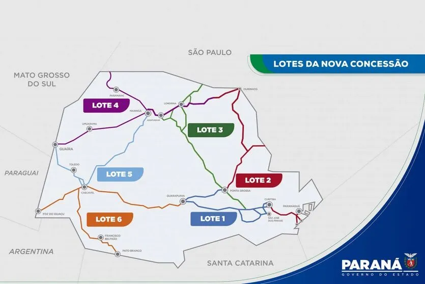 Os dois lotes compreendem cerca de 1,2 mil quilômetros de rodovias estaduais e federais