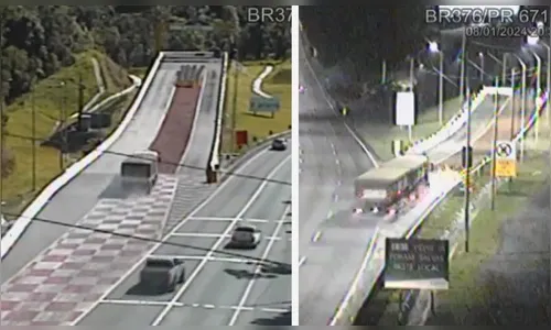 Em 11 horas, dois caminhões usam área de espace na BR-376 no Paraná