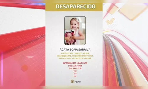 Rapto da menina Ágata completa uma semana no Paraná