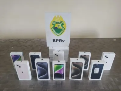 Celulares apreendidos pela PRE em Rolândia