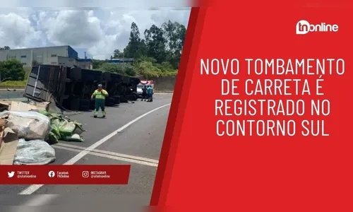 Novo tombamento de carreta é registrado no Contorno Sul de Apucarana