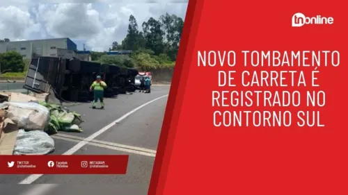 Novo tombamento de carreta é registrado no Contorno Sul de Apucarana