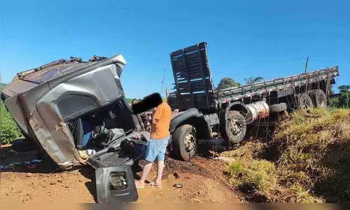 Mulher fica ferida em acidente na PR-466 em Manoel Ribas