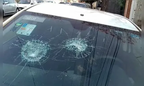 Mulher quebra para-brisa do carro do ex-marido a pauladas na região