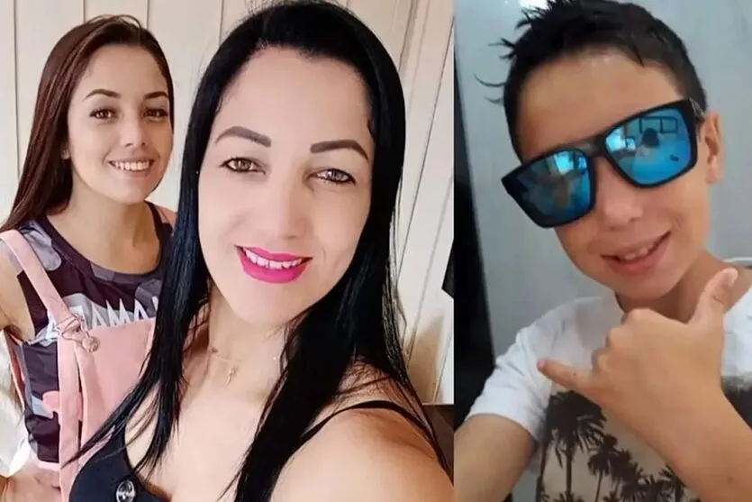 Roseli da Silva Santos e os filhos Emily e Agner