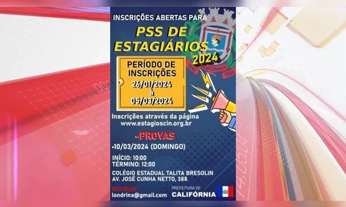 Prefeitura de Califórnia abre inscrições para PSS com 86 vagas