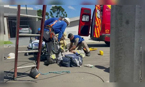 Trabalhador fica ferido ao cair de poste durante manutenção de fios