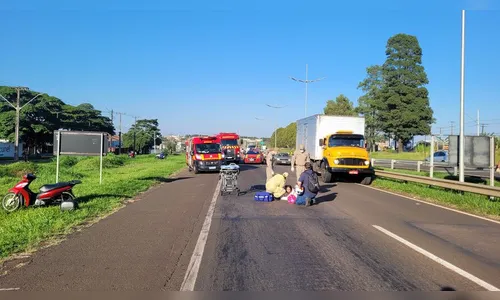 Mulher fica ferida após colisão entre motos na BR-369 em Apucarana