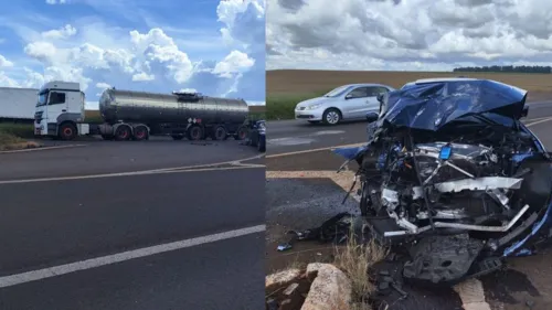 BMW bateu contra caminhão-tanque