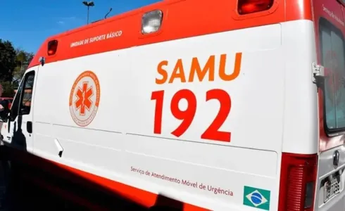 Equipe do Samu atendeu a vítima de 20 anos