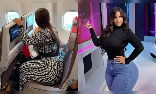 Modelo do Onlyfans Gracie Bon reclama do tamanho dos assentos dos aviões e diz que seu bumbum não cabe nas poltronas.