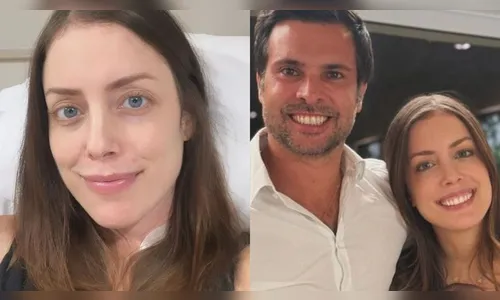 Fabiana Justus celebra visita do marido no hospital: 