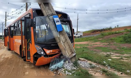 Ônibus escorrega na lama e colide contra poste no Paraná
