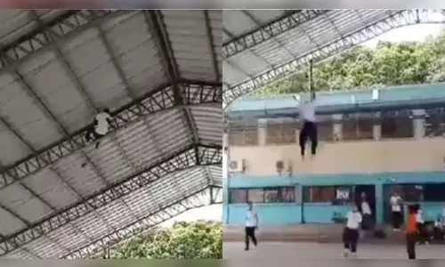 Vídeo: estudante quebra as duas pernas ao escalar ginásio de escola