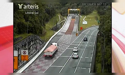 Caminhão com 27 toneladas de ferro perde freio e usa área de escape