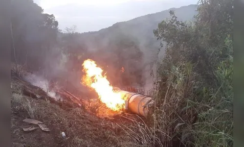 Criança de 6 anos morre após carreta tombar e incendiar na BR-376