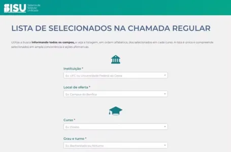 Página do MEC mostra a lista de selecionados na chamada regular