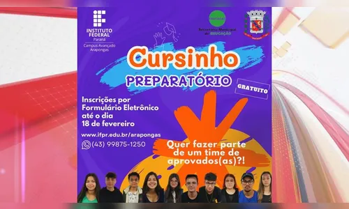 Arapongas abre inscrições para cursinho preparatório