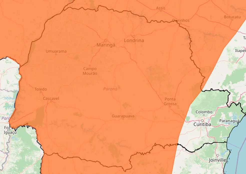 A maior parte do Paraná está sendo afetada pela onda de calor