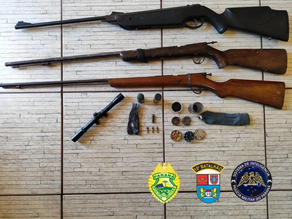 Armas foram apreendidas e encaminhadas para a delegacia de Marilândia do Sul