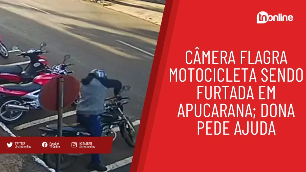 Câmera flagra motocicleta sendo furtada em Apucarana; dona pede ajuda