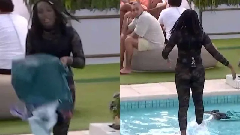 Leidy Elin joga malas de Davi na piscina