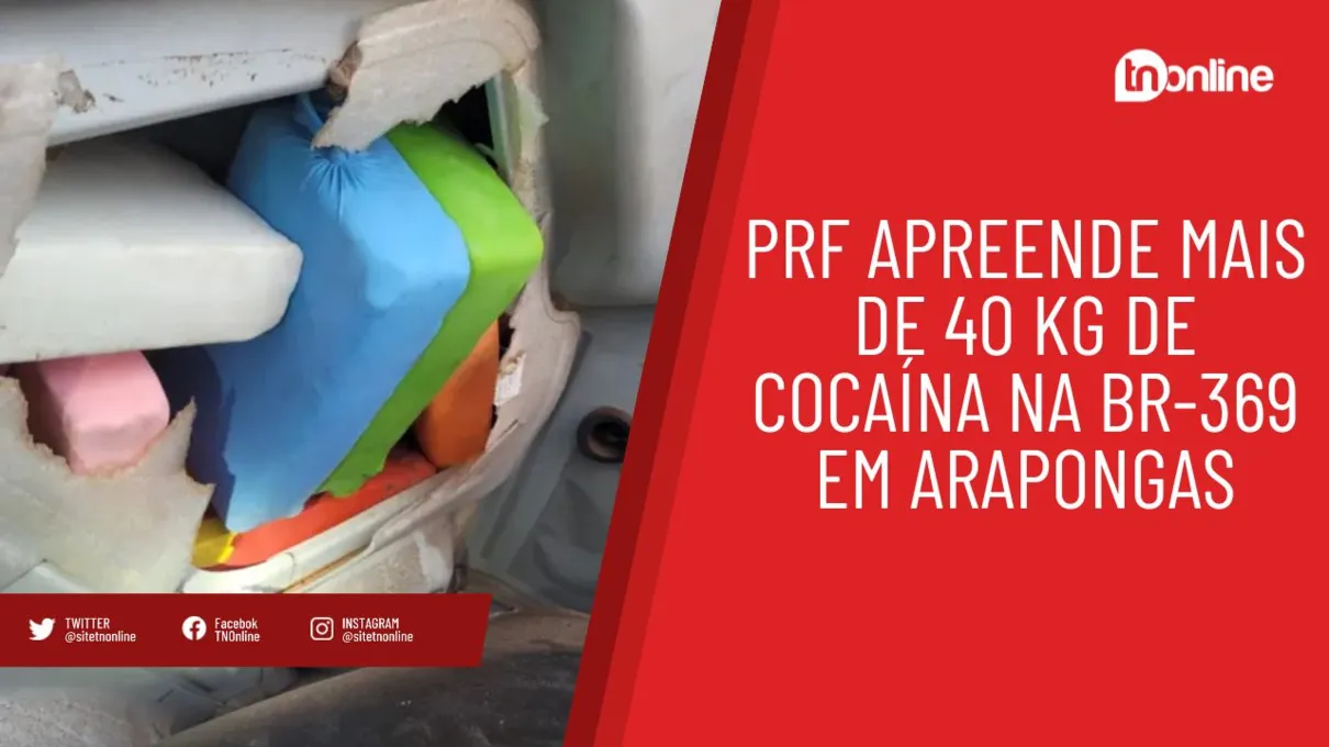 PRF apreende mais de 40 kg de cocaína na BR-369 em Arapongas