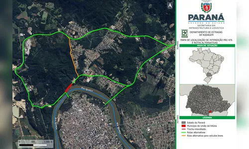 Rodovia em União da Vitória será interditada a partir desta quinta