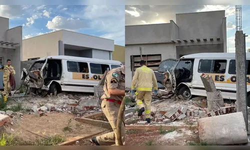 Van escolar bate em muro e dez crianças ficam feridas no norte do PR