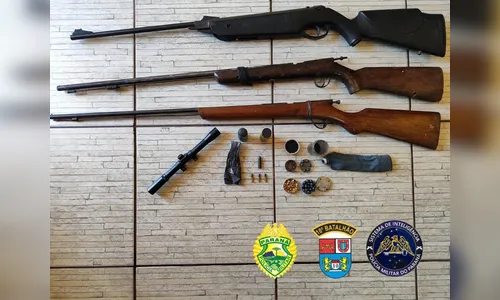 PM apreende armas de homem preso por descumprir medida protetiva