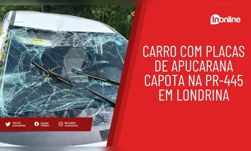 Carro com placas de Apucarana capota na PR-445 em Londrina