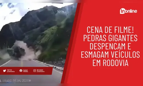 Cena de filme! Pedras gigantes despencam e esmagam veículos em rodovia