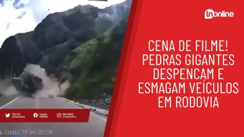 Cena de filme! Pedras gigantes despencam e esmagam veículos em rodovia