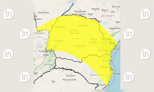 Alerta amarelo de temporais cobre quase todo o Paraná