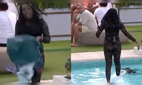 Leidy joga roupas de Davi na piscina durante barraco no BBB24