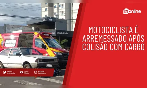 Motociclista é arremessado após colisão com carro; assista o vídeo