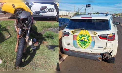 Motociclista de 24 anos fica ferido após colisão traseira na PR-445