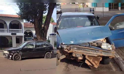 Colisão entre dois carros é registrada no centro de Mandaguari